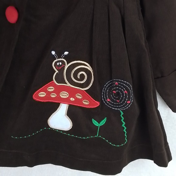 Maria Elena Size 6 Fleece Lined Corduroy Swing Coat in Brown w/ Embroidery‎ - Picture 10 of 12